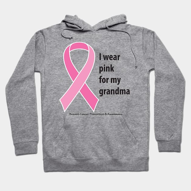 Breast cancer ribbon for grandma, with black type Hoodie by Just Winging It Designs